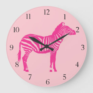 Relógio Grande Zebra - fúcsia e luz - rosa