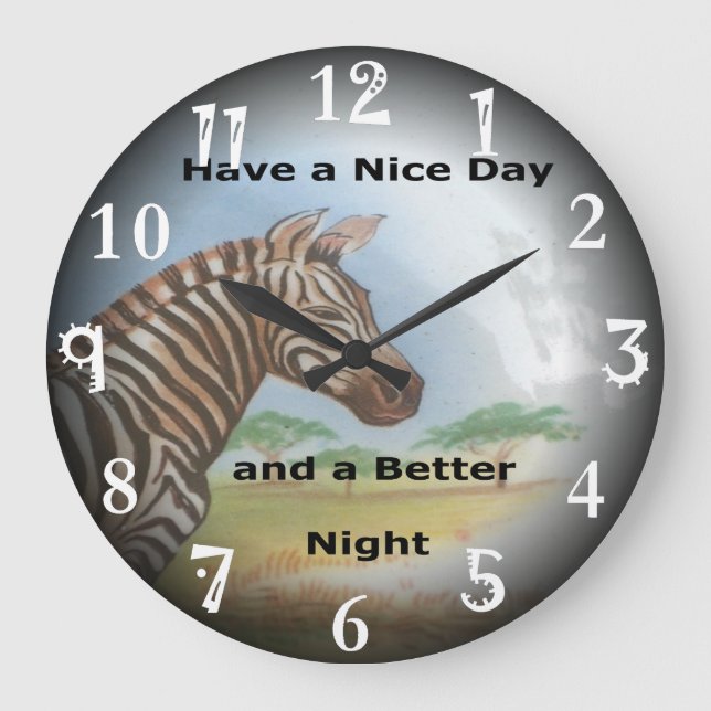 Relógio Grande Zebra having & nice day and a better night. (Frente)