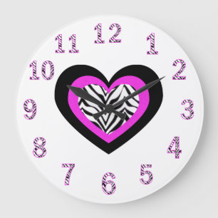 Relógio Grande Zebra Heart Clock