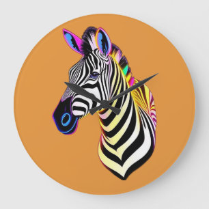 Relógio Grande Zebra Neon Brilhante