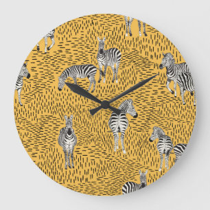 Relógio Grande Zebra stripes: fundo sem costura desenhado à mão.