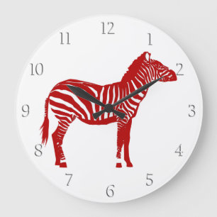 Relógio Grande Zebra - Vermelho profundo e branco