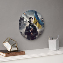 Zelenskyy Ucrânia Flag Wall Clock