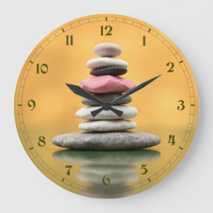 Relógio Grande Zen Pedras Espirituais Equilibram Arte Terapêutica
