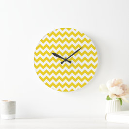 Relógio Grande Zigzag Amarelo, Chevron Amarelo, Padrão Geométrico