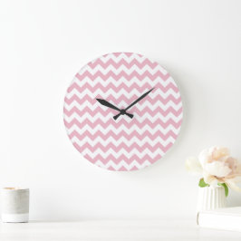Relógio Grande Zigzag Rosa, Chevron Rosa, Padrão Geométrico