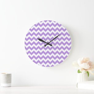 Relógio Grande Zigzag Roxo, Chevron Roxo, Padrão Geométrico