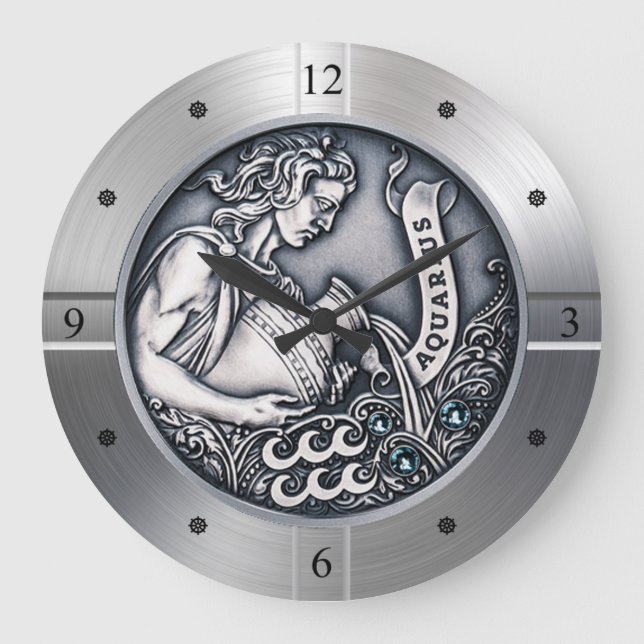 Relógio Grande Zodiac ~ Aquarius ~ Celestial ~ Astrologia Ocident (Frente)
