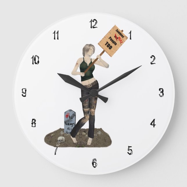Relógio Grande Zombie Pin Up Girl Protest II Wall lock (Frente)