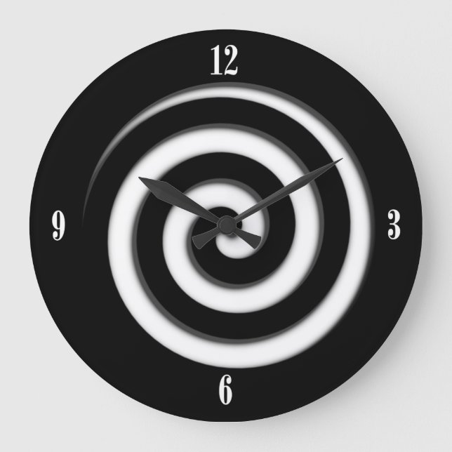 Relógio Grande Zone Out Black Spiral Hypno Four Number Wall Clock (Frente)