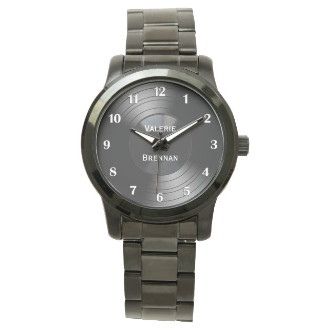 Relógio Gravar álbum personalizado com números brancos (Frente)