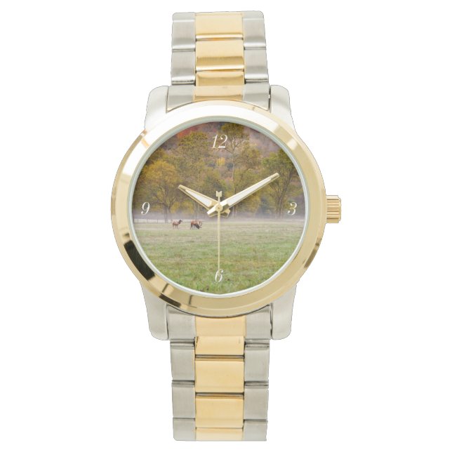 Relógio Grazing Elk Casal Dourado e Silver Watch (Frente)