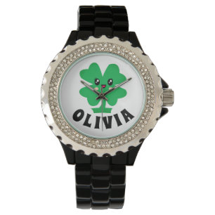 Relógio Green Shamrock Personalizado Name Watch