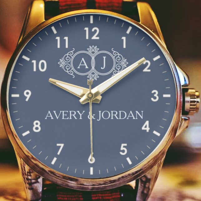 Relógio Groom and bride wedding keepsake newlyweds (Criador carregado)