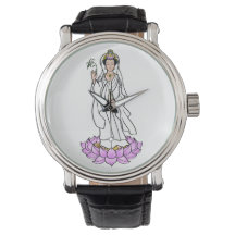 Guan Yin Bodhisattva sobre a Lotus Flower Watch