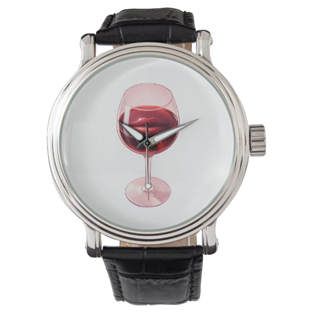 Relógio Guardanapos de Cocktail com Taça de Vinho e Lábios (Frente)