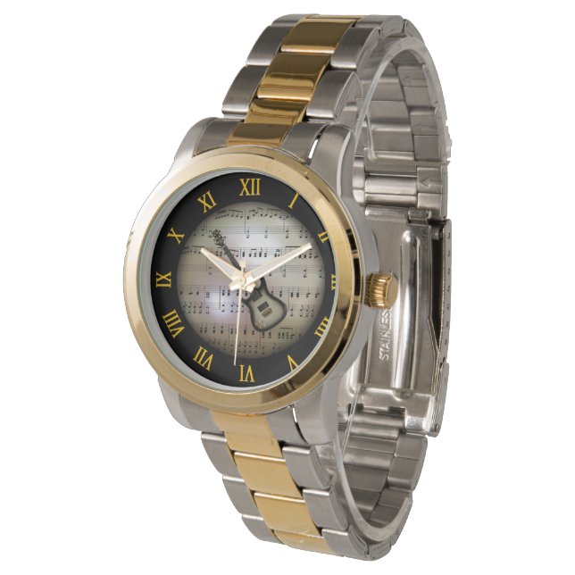 Relógio Guitarra Elétrica~Fundo "O Planeta Musical" *~ (Angular)