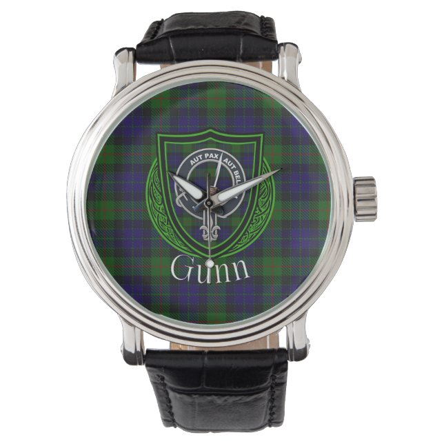 Relógio Gunn Scottish Clan Tartan & Crest (Frente)