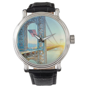 Relógio GWB conectando Fort Lee NJ e Manhattan NYPlus