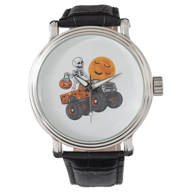 Relógio Halloween Skeleton Riding Monster Truck (Frente)