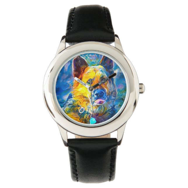 Relógio Halo: Retrato de um German shepherd (Frente)