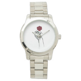 Relógio Hand Holding Rose Minimal Art Women’s – Elegant Fl