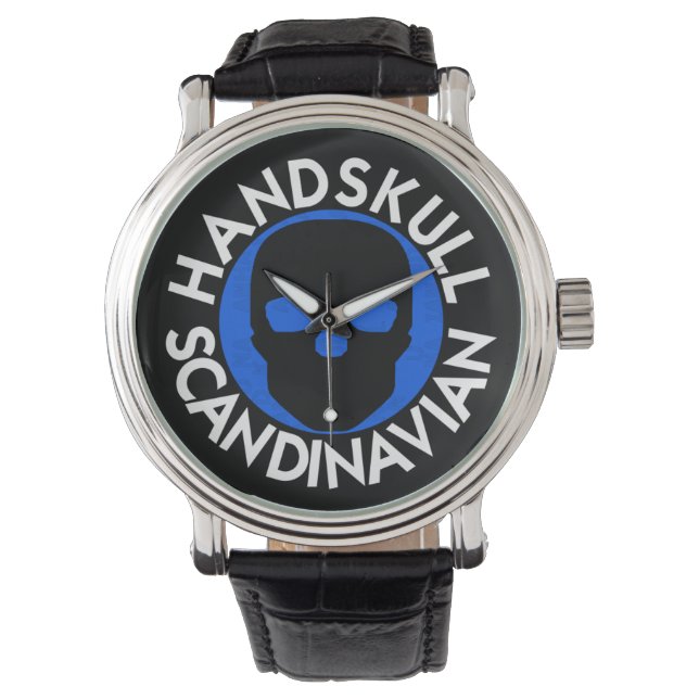 Relógio HANDSKULL LIV Sky Watch mens couro P3 (Frente)