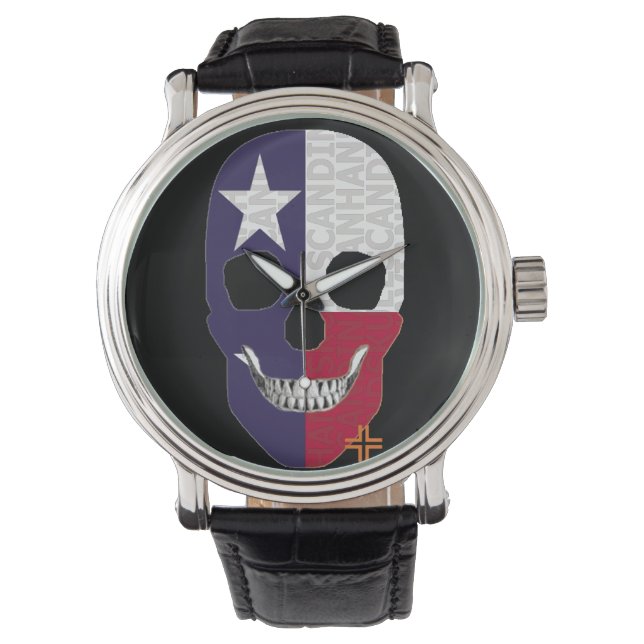 Relógio HANDSKULL Texas veja o couro B2 (Frente)