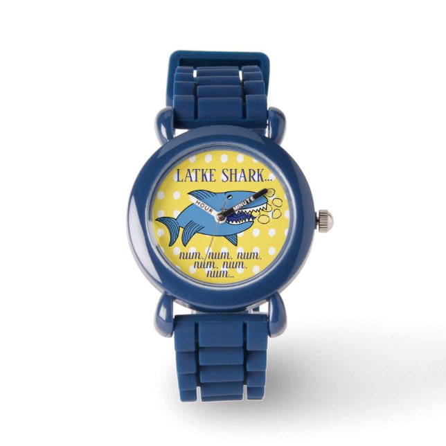 Relógio Hanukkah Latke Shark Watch Personalize (Frente)