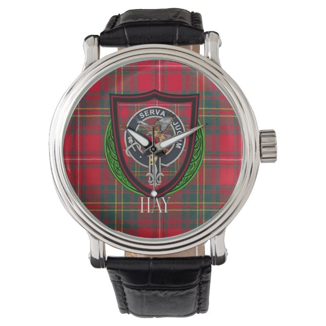 Relógio Hay Scottish Clan Tartan & Crest (Frente)