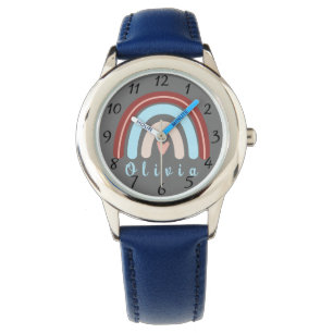 Relógio Heart Boho Rainbow com Nome Personalizado