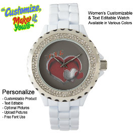 Relógio Heart Magic Rhinestone Enamel Watch White Brown