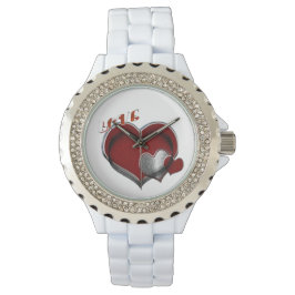Relógio Heart Magic White Rhinestone White Enamel Watch
