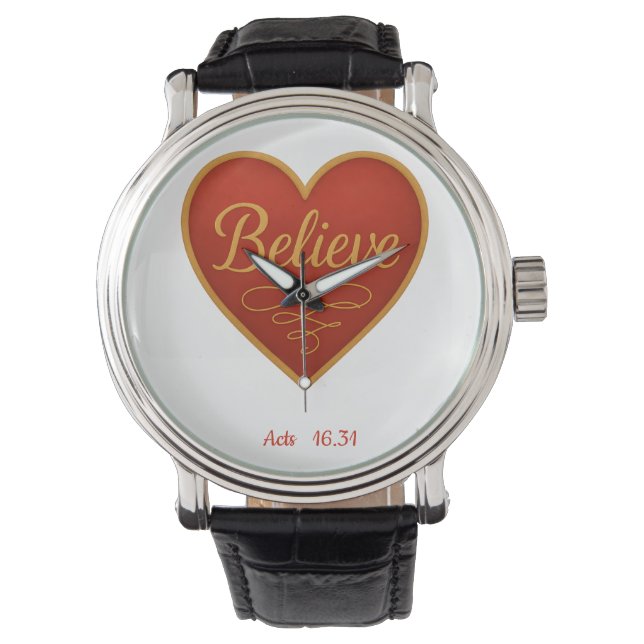 Relógio Heart with Believe in Gold (Frente)