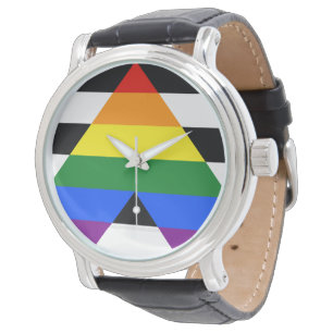 Relógio Hetero de SlipperyJoe Ally Flag gay de presentes L