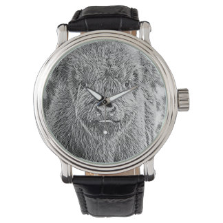 Relógio Highland Cow Woodcut Watch