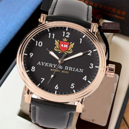 Relógio His & her name initials monogram couple