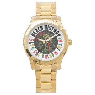 Relógio História Negra Dourada Homens Observam a Cultura
