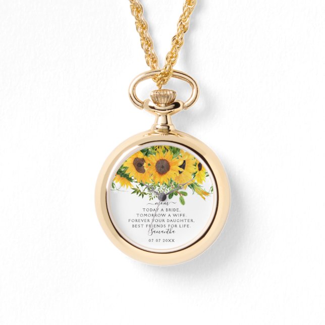 Relógio Hoje, uma noiva mãe casada, guardanapo presente (Frente)