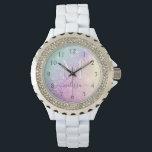 Relógio Hológrafo Glamoroso e Bonito Monograma<br><div class="desc">Personalize facilmente este elegante padrão colorido de brilho com seu nome personalizado e/ou monograma.</div>