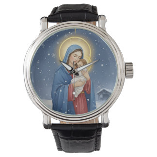 Relógio Holy Mother Mary and Baby Jesus Wrist Watch