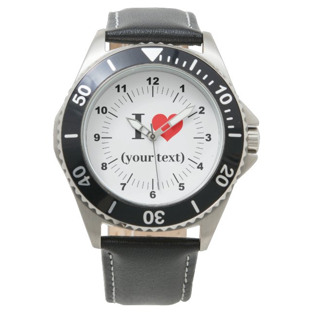 Relógio Homem I Heart Black Leather Strap Watch (Frente)