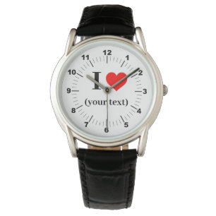 Relógio Homem I Heart Black Leather Strap Watch