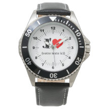 Homem I Heart Black Leather Strap Watch
