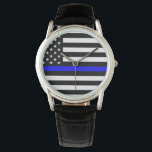 Relógio Homens da Linha Azul Finos Vigiam - Apoiem a Políc<br><div class="desc">Design especial com a bandeira azul fina para este relógio de pulso - Projetado pela PatrioticSource para todos os heróis azuis desta nação! Consulte também nosso Compro de linha azul no site patrioticsource.com</div>