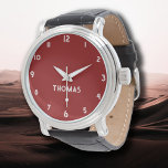 Relógio Homens de Meninas | Brick Red Na moda<br><div class="desc">Homens de Meninos Personalizados | Brick Red Elegant Modern Watch | Clássico | Elegante | Evolução | NA MODA | Presente. Você pode optar por adicionar seu nome, o nome de um ente querido ou uma mensagem especial. Seja um presente sincero para alguém que lhe é caro ou um tratamento...</div>