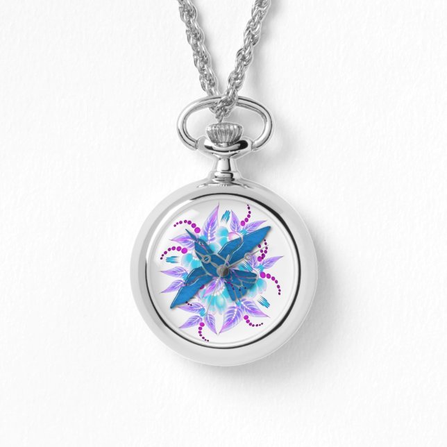 Relógio Hummingbird Floral Art Deco (Frente)