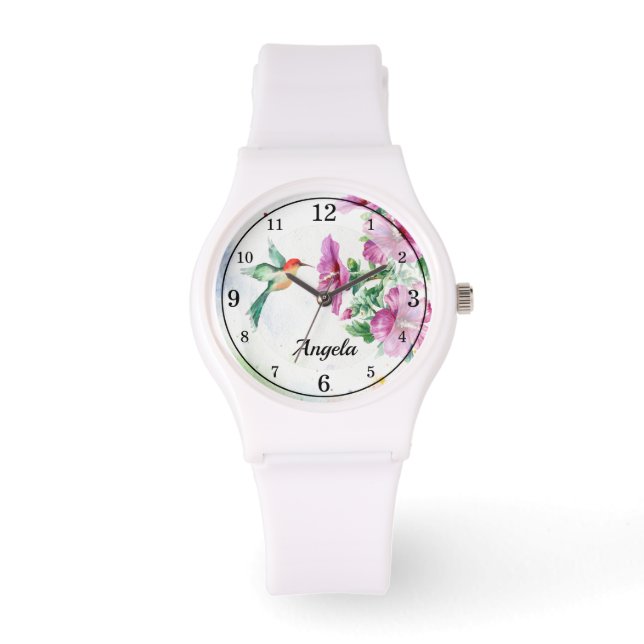 Relógio Hummingbird Watercolor Watch (Frente)