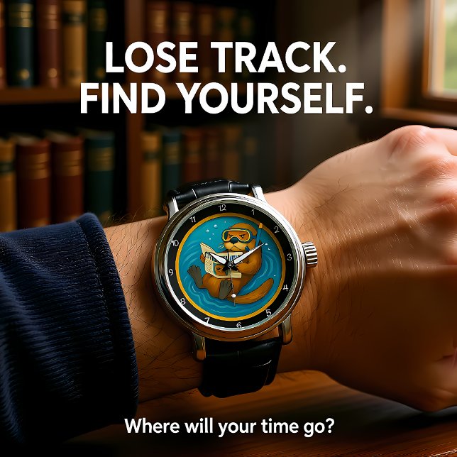 Relógio Humorous Otter In Pool (Criador carregado)