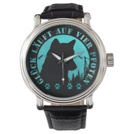 Relógio Husky - Glück läuft auf vier Pfoten